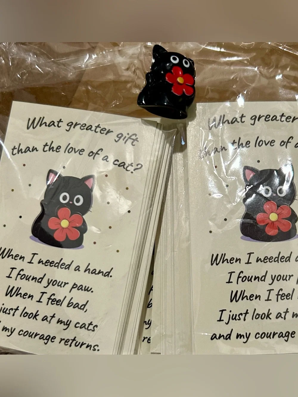 Emotional support gift favor Mini positive Cat Figurines Inspirational Card 100